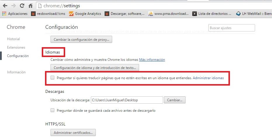 Como personalizar la traduccion de paginas web en Google Chrome