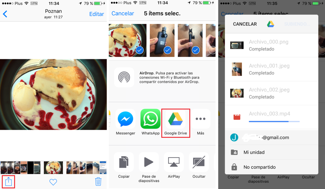 Realizar copia de seguridad de las fotos y videos de iOS con la app Google Drive