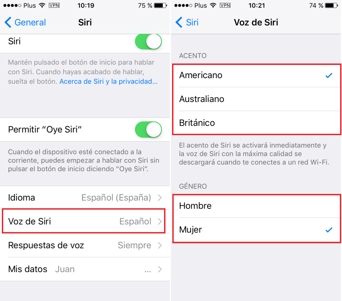 Cambiar el acento o el genero de la voz de Siri en iOS 9