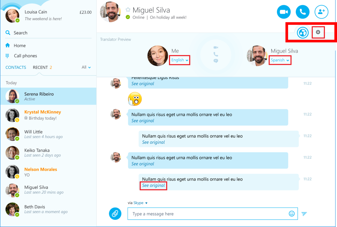 Como usar el traductor en tiempo real y automática en las conversaciones de Skype