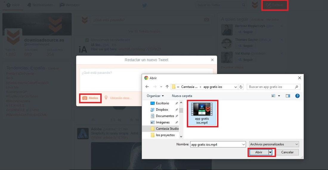 Subir videos desde la versión Web de Twitter