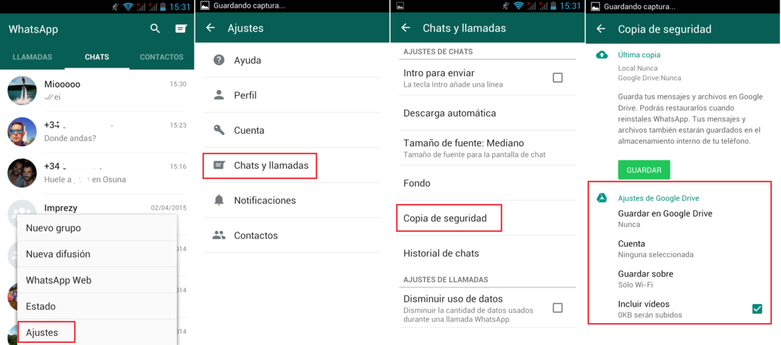 Realiza una copia de seguridad de Whatsapp en la nube con Google Drive