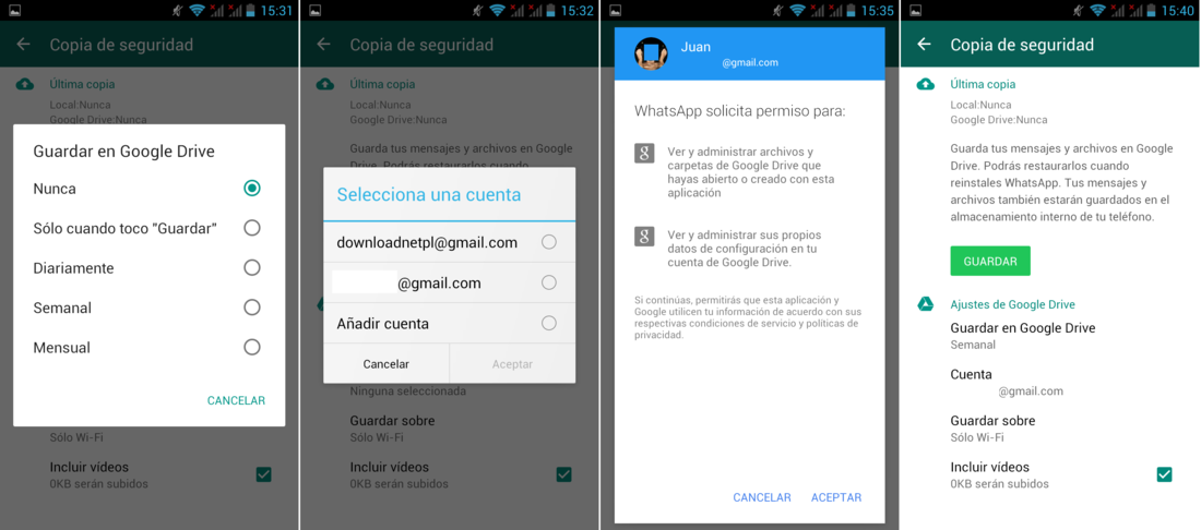 Realizar copia de seguridad de Whatsapp en Google Drive