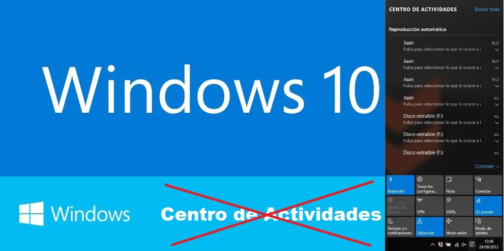 Desactivar el centro de actividades de Windows 10,