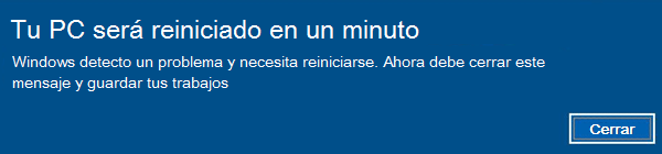 evitar el mensaje de reinicio de tu ordenador por problemas en Windows 10