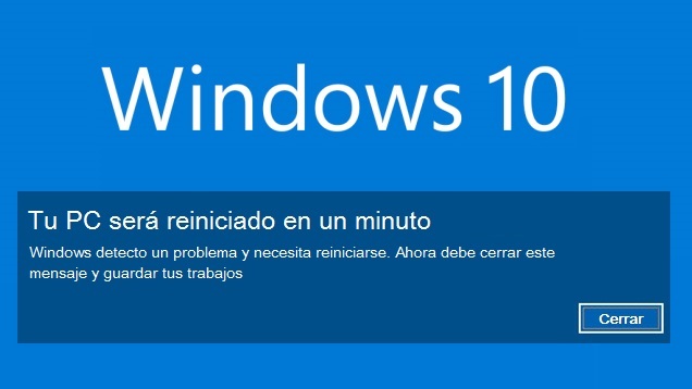 Solventar el problema causado por el mensaje del reinicio de tu PC por un error en Windows 10