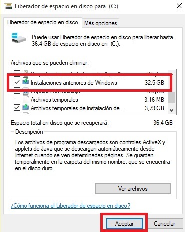 Como liberar espacio en el disco duro de tu ordenador con Windows 10 eliminando la carpeta Windows.old