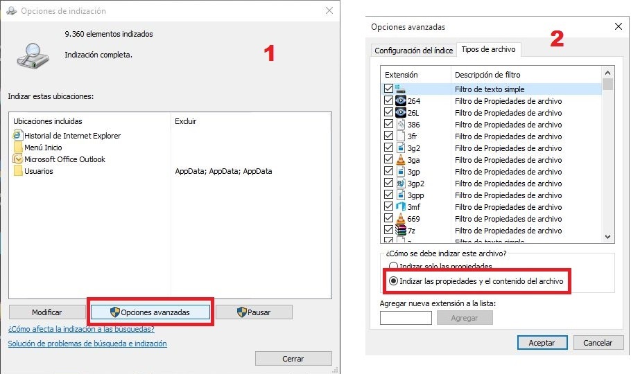 Windows 10 permite la busqueda en el contenido de archivos de tu ordenador