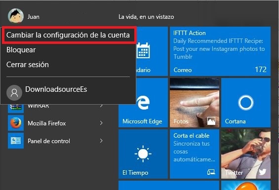 Cambiar contraseña de inicio de sesión en Windows 10