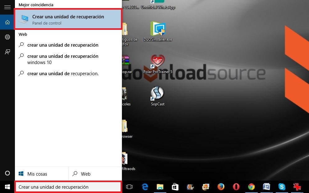 Crear disco de recuperación para el sistema operativo Windows 10