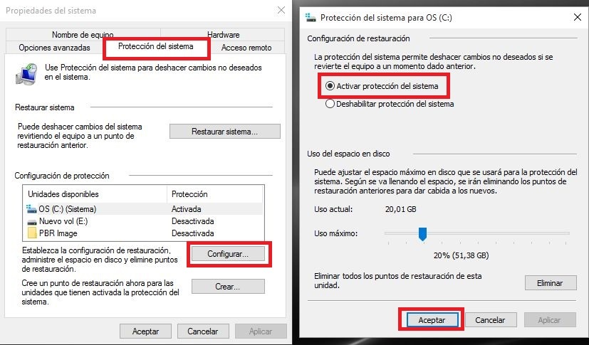 Como crear un punto de restauración en Windows 10 para solucionar problemas