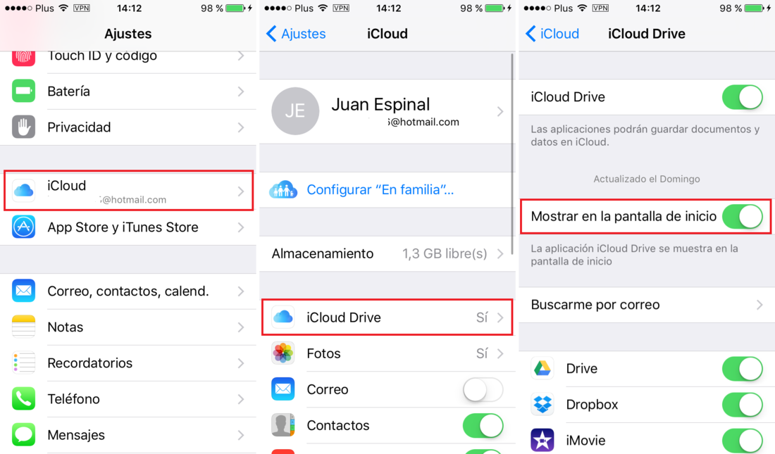 Como habilitar la app iCloud Drive en iPhone o iPad con iOS 9