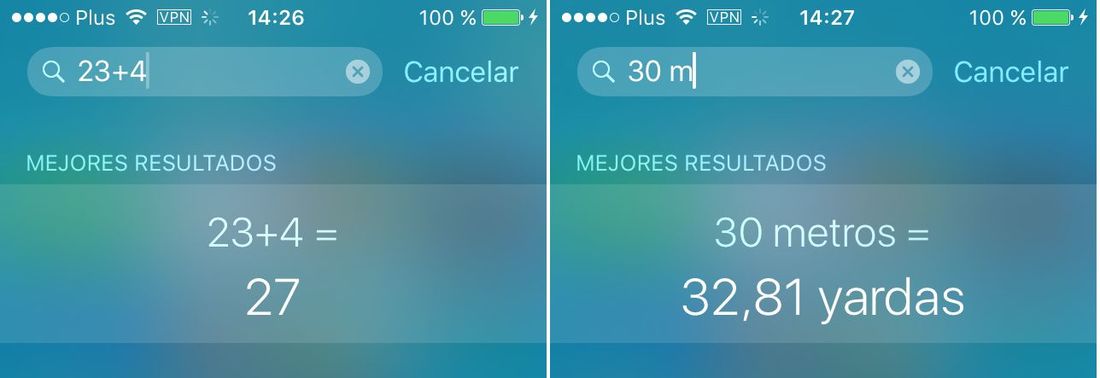Spotilight calculadora en iOS 9