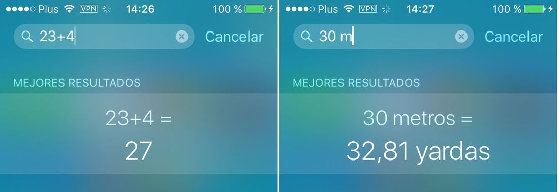 Spotilight calculadora en iOS 9