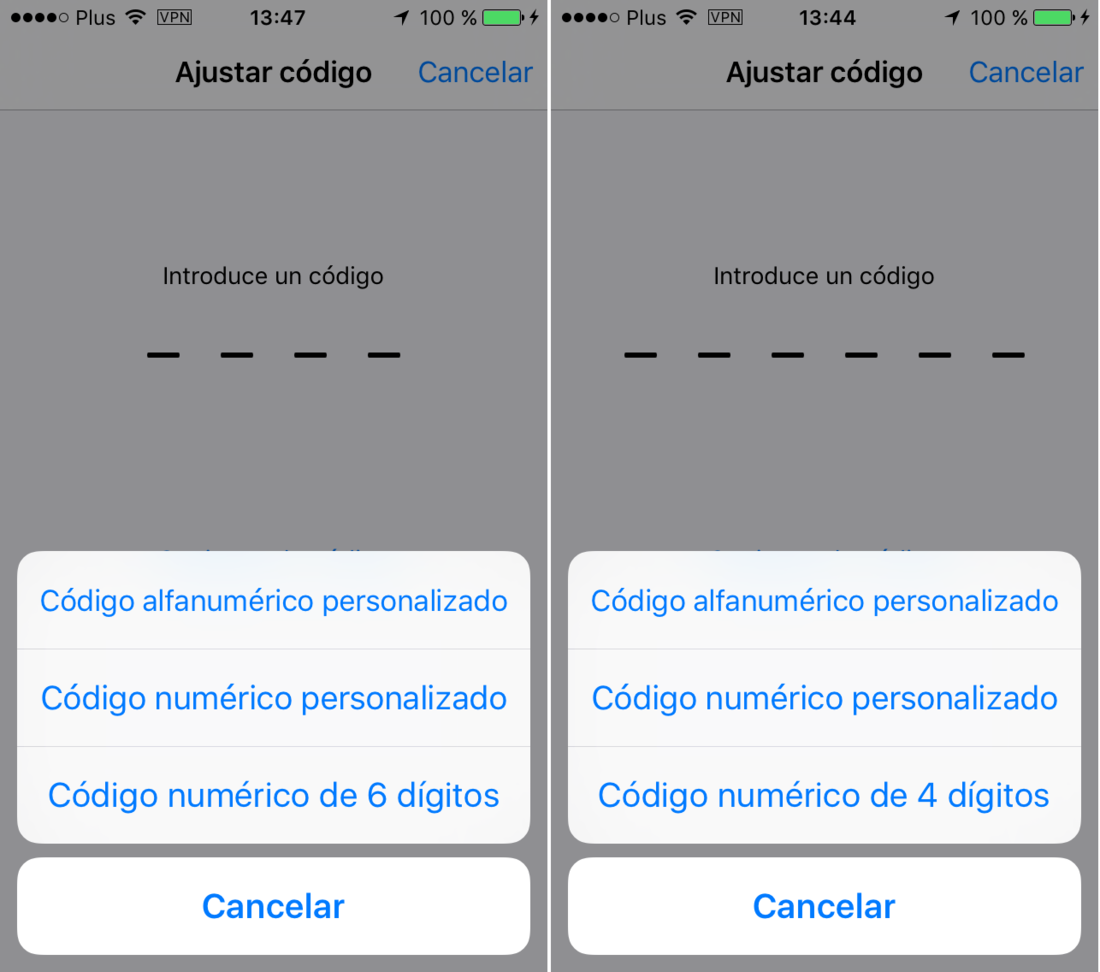 iOS 9 permite la utilización de seis códigos o alfanumérico