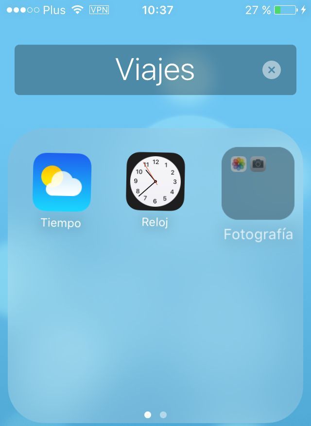 Poner una carpeta dentro de otro en iPhone o iPad con iOS 9.0.2
