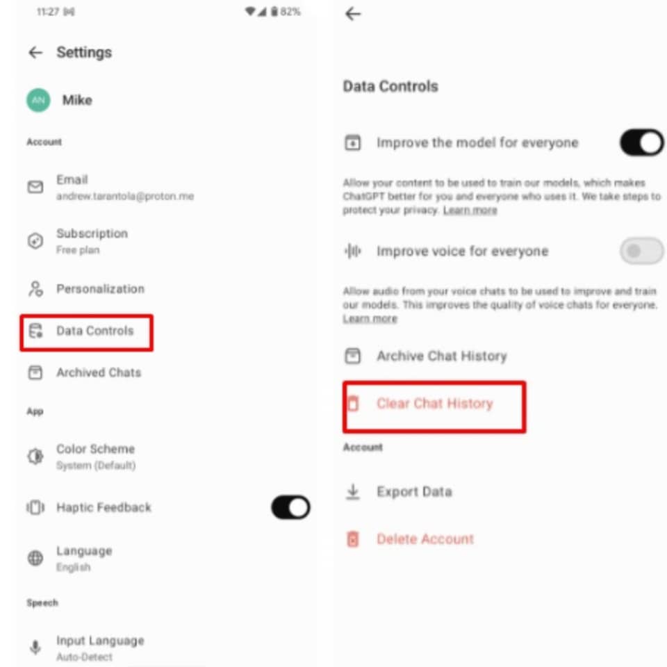 borrar las conversaciones de ChatGPT en tu móvil