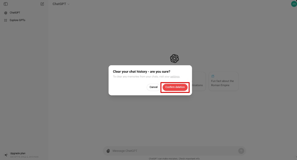 ChatGPT como eliminar las conversaciones de ChatGPT