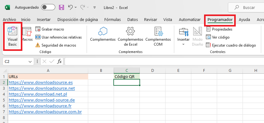 como crear el codigo qr en Microsoft excel