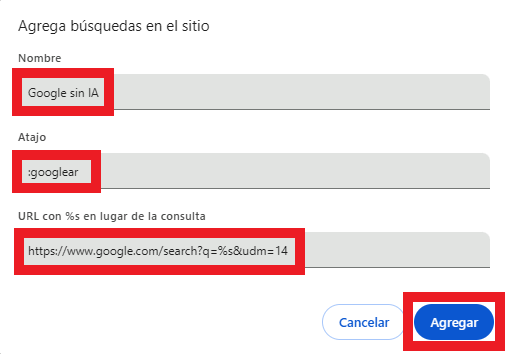 como deshabilitar el uso de IA en la busqueda de google