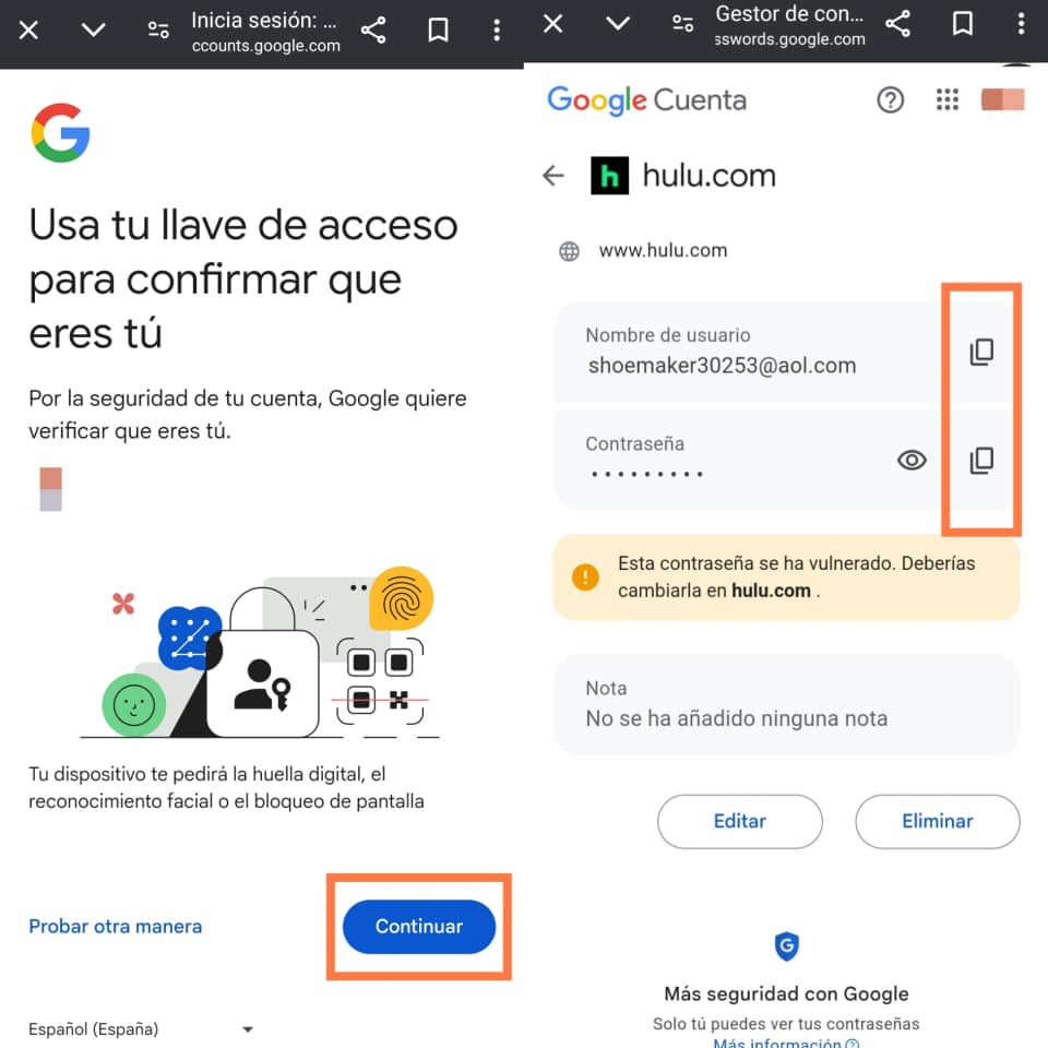 compartir una contraseña de google con tus familiares