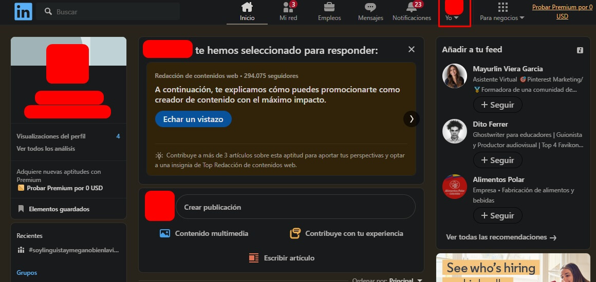 LinkedIn subir cv