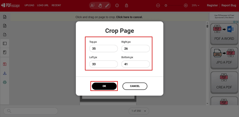margenes en un pdf