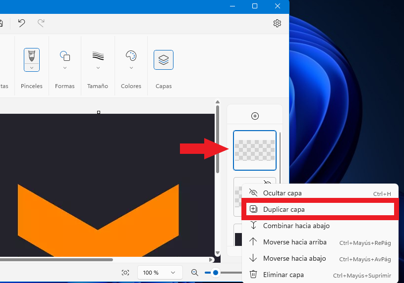 capas de Paint para la edición de fotos en windows 11