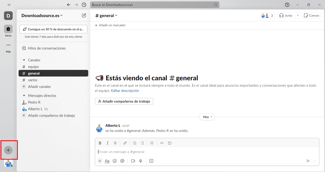 añadir un usuario al canal de slack