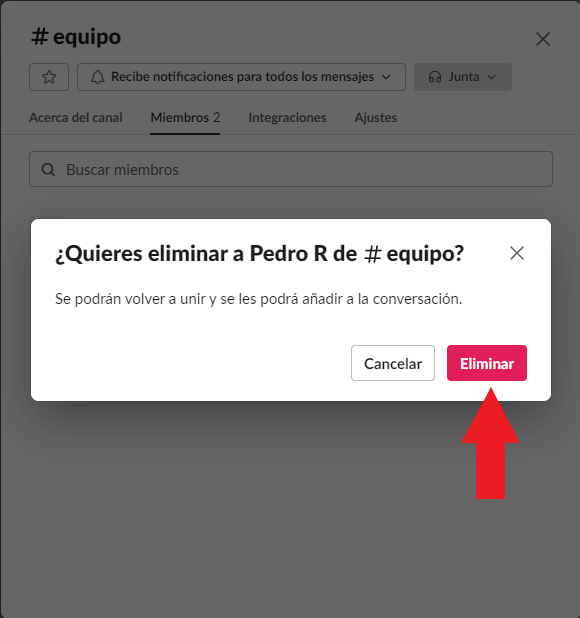 como eliminar usuarios de un canal de slack