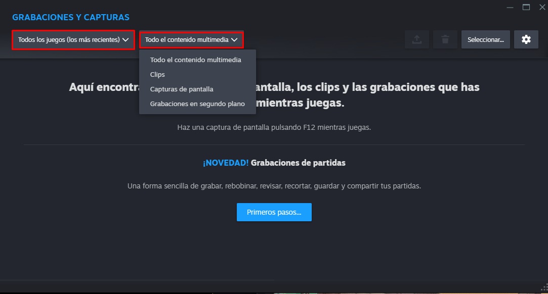 Steam permite grabar la pantalla de tus partidas de videojuegos