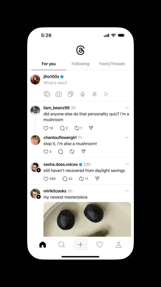 threads permite intercambiar entre feeds
