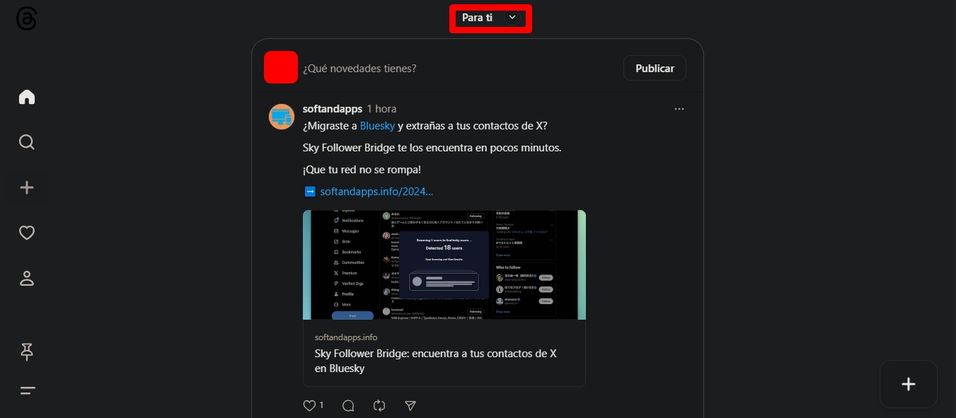 como intercambiar entre feeds de threads