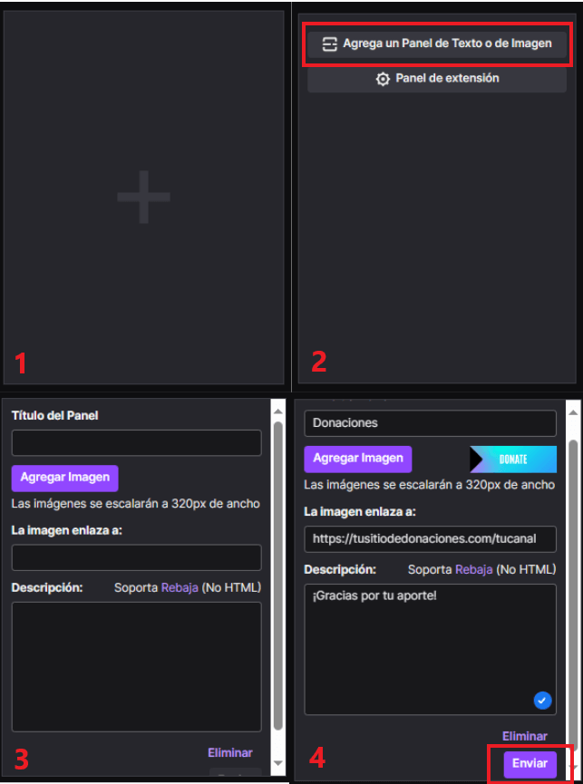 crear paneles de Twitch