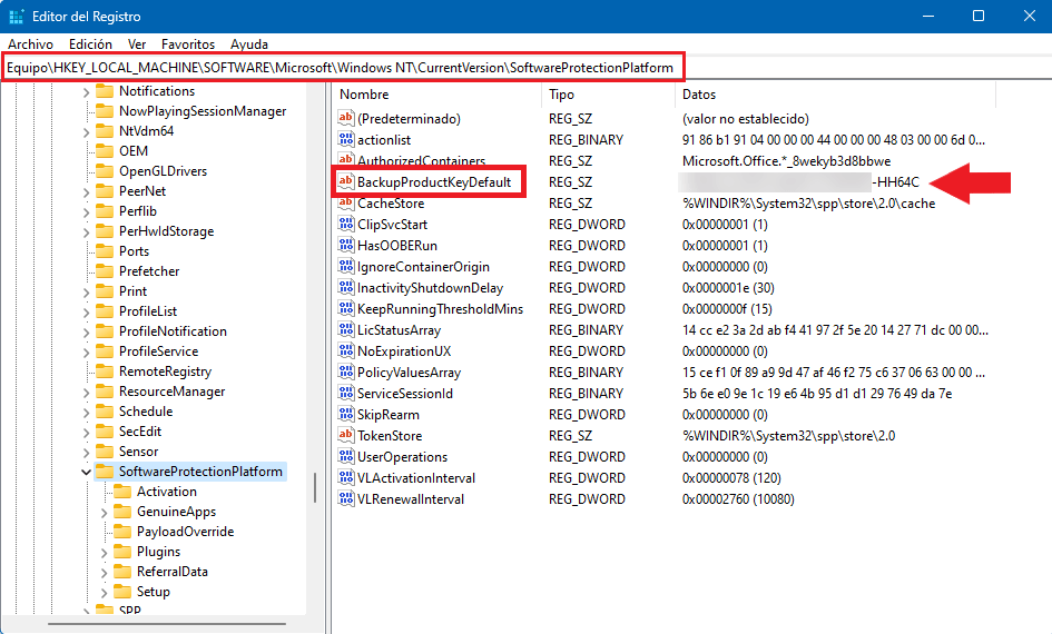 donde se guarda la clave de producto de Windows 11