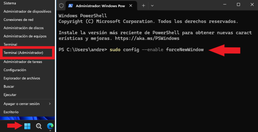 windows 11 y como usar el comando sudo