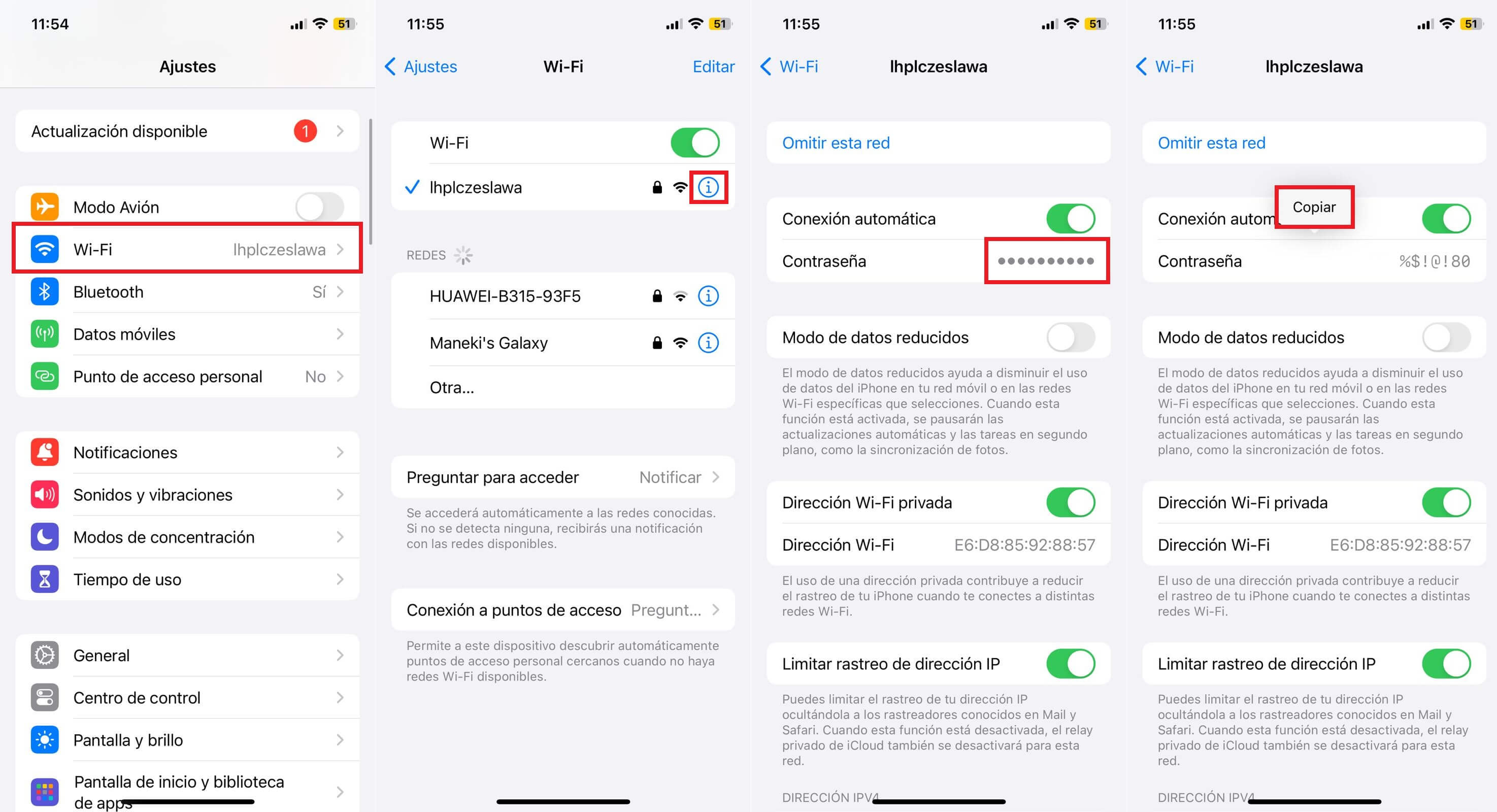 encontrar la red wifi guardada en tu iPhone