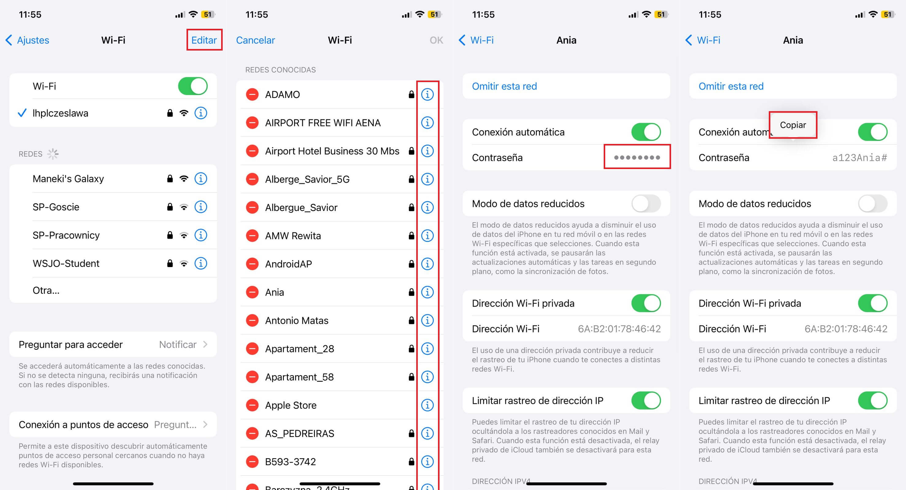 contraseñas Wifi guardadas en tu iPhone