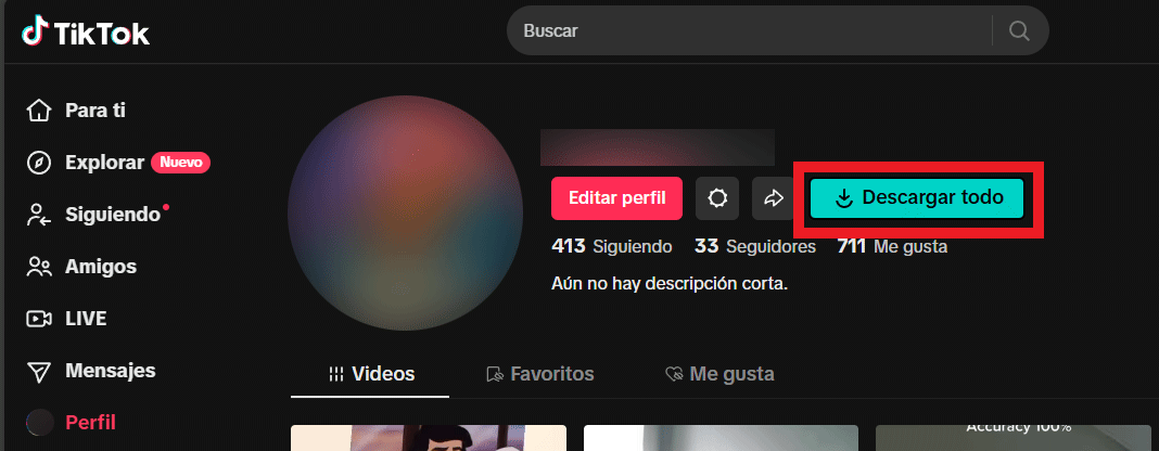 como descargar todos los videos de tiktok a la vez