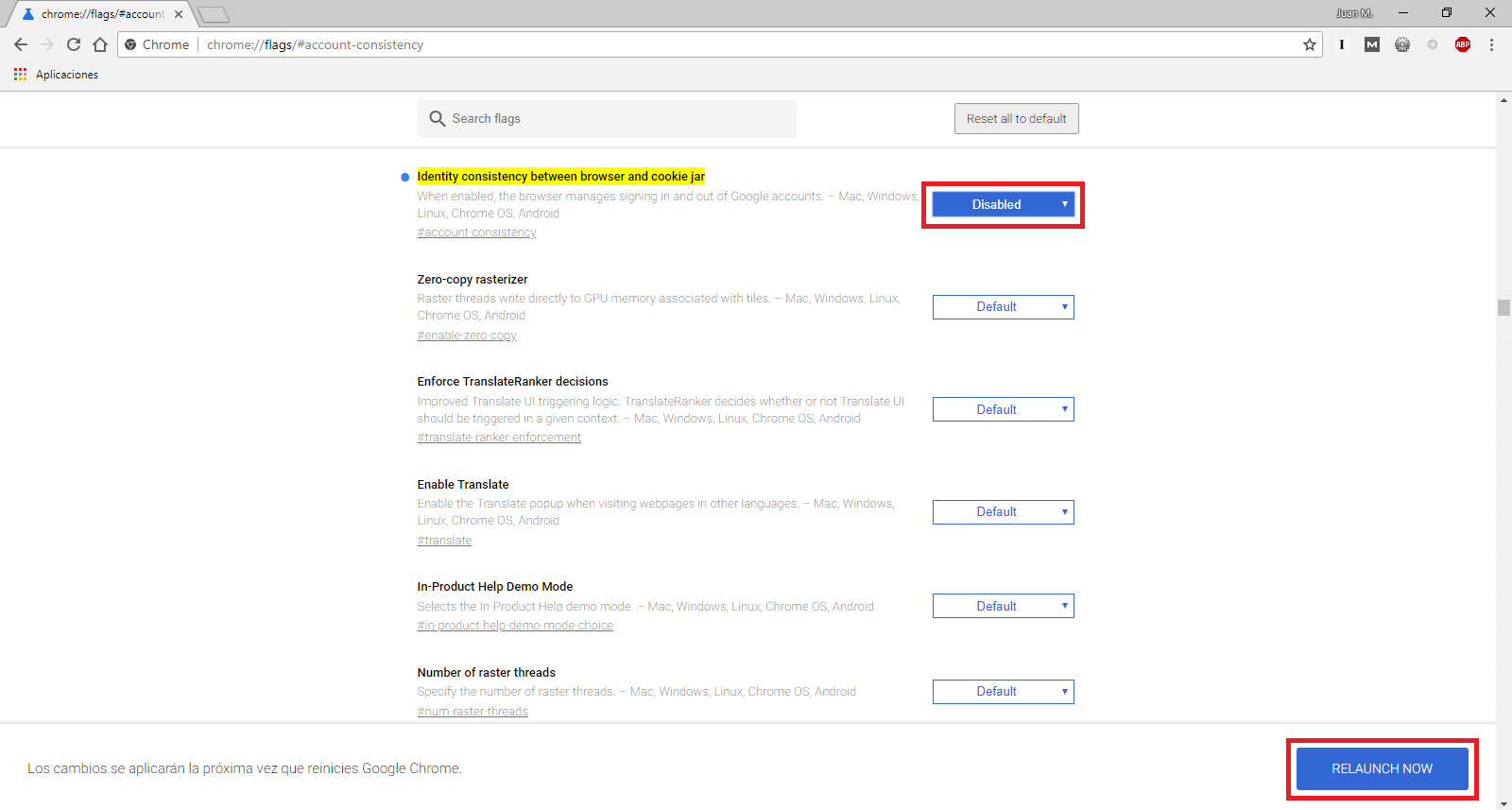 desactivar el inicio automático de sesión en chrome debido a la 