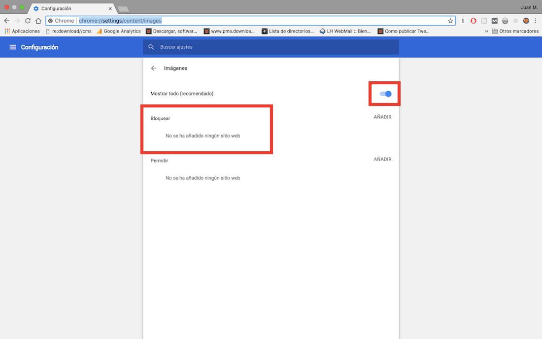 no puedo ver las imagenes de una web desde google chrome