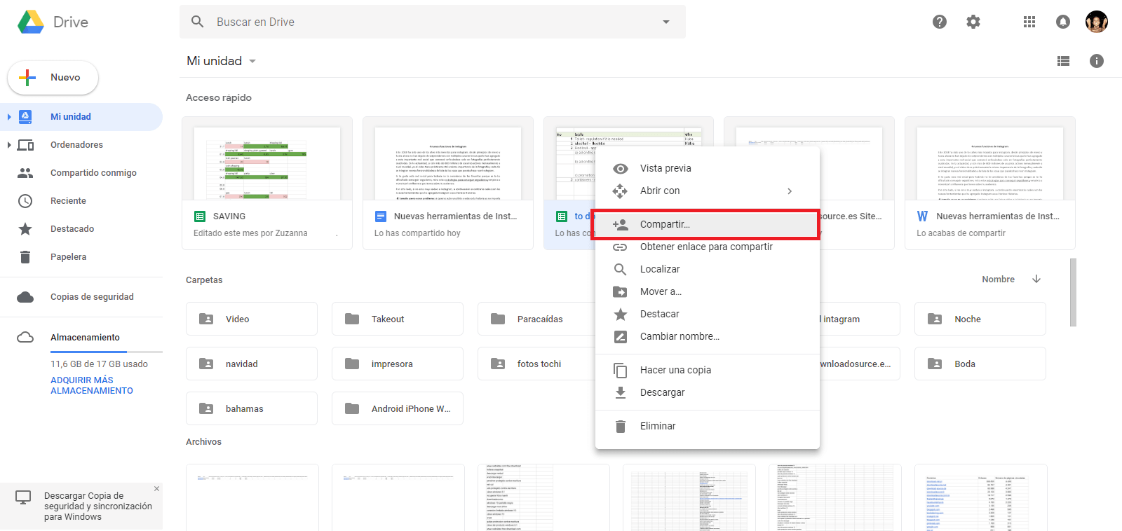 enviar archivos de google drive con derechos de solo lectura