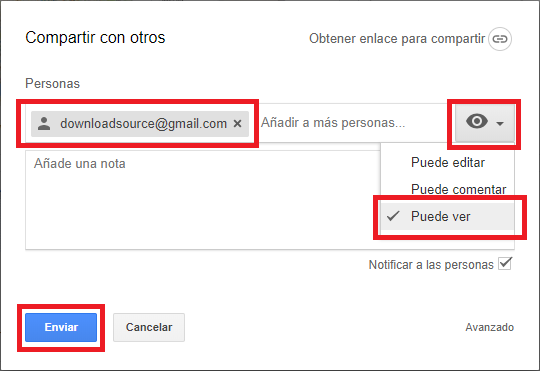 compartir archivos de Google drive como solo lectura