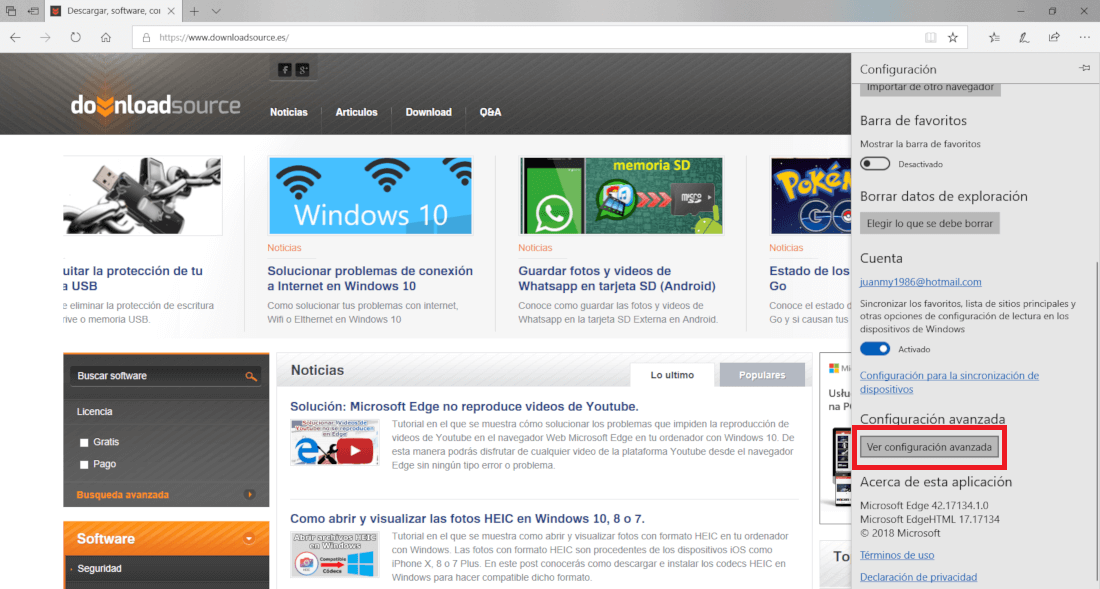 Youtube no funciona bien en el navegador Microsoft Edge