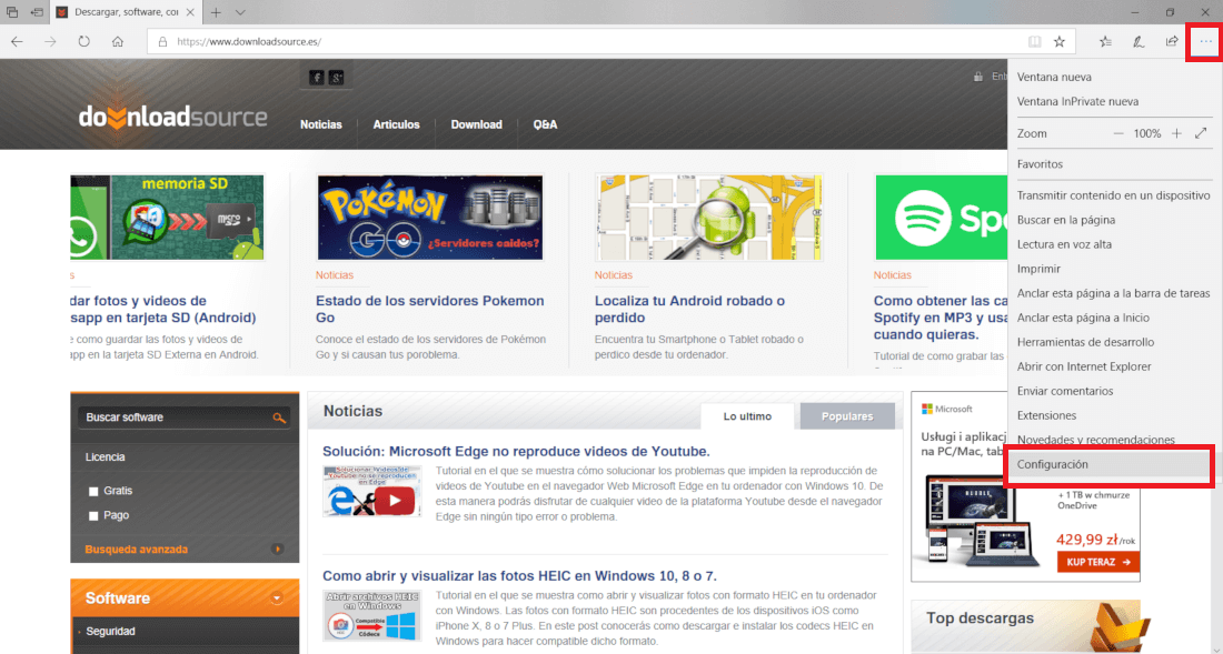 Microsoft edge no puede reproducir video de Youtube