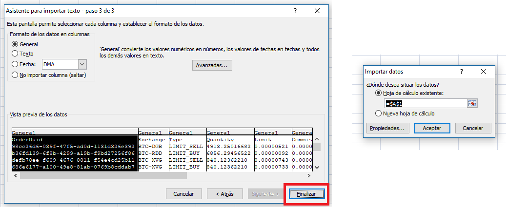 CSV compatible con la hoja de calculo de Excel