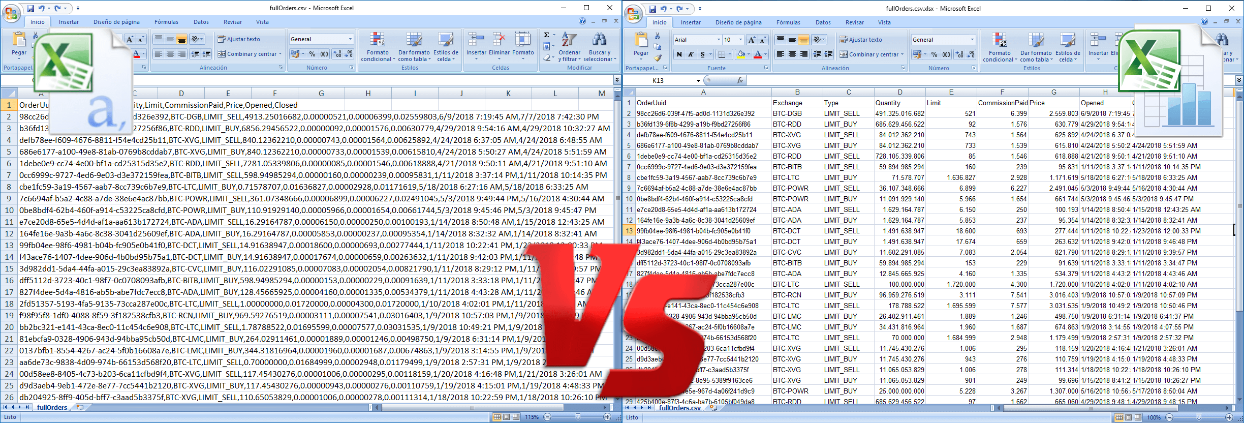 ordenar los datos de excel en columnas