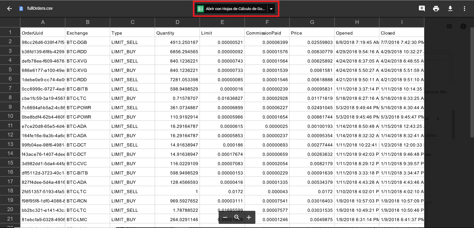 Excel mostrar el contenido de un archivo CSV