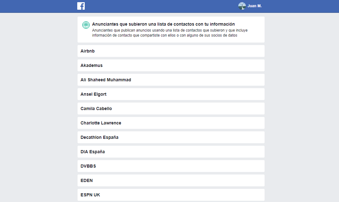 como descargar la informacion de facebook que se comparte con los anunciantes.