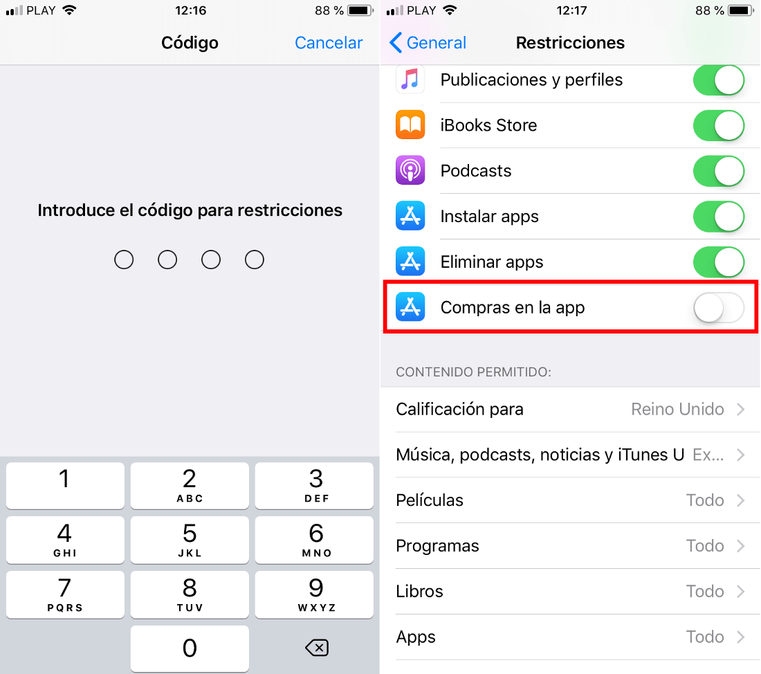 como desactivar las compras de Fortnite en iOS.